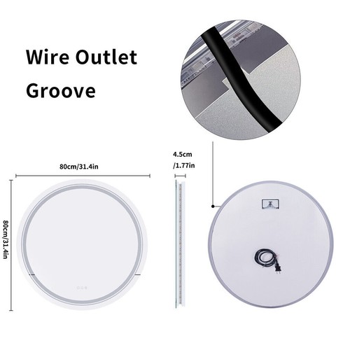 800mm round led vanity mirror - 800mm,