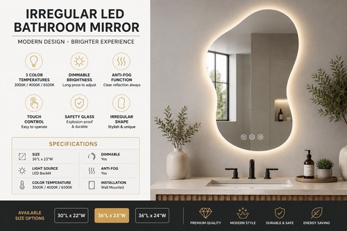36x23 irregular led bathroom - 36x23,