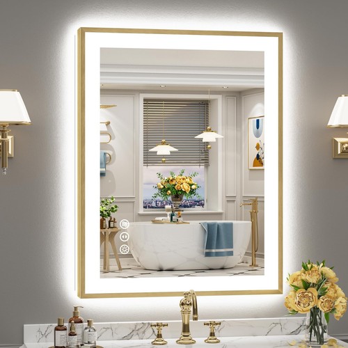 28x36 gold led bathroom mirror - led,