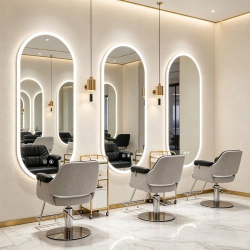 Oval backlit led bathroom - led,