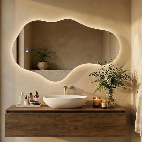 Irregular led bathroom mirror - bathroom,